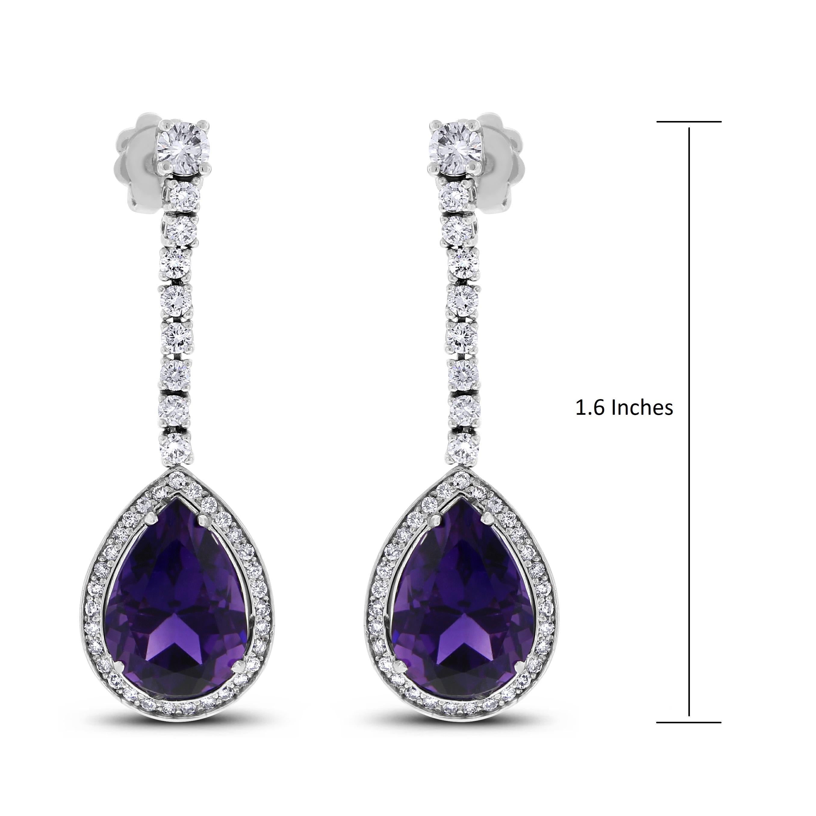 Beauvince Claire Amethyst and Diamond Dangle Earrings in White Gold 1