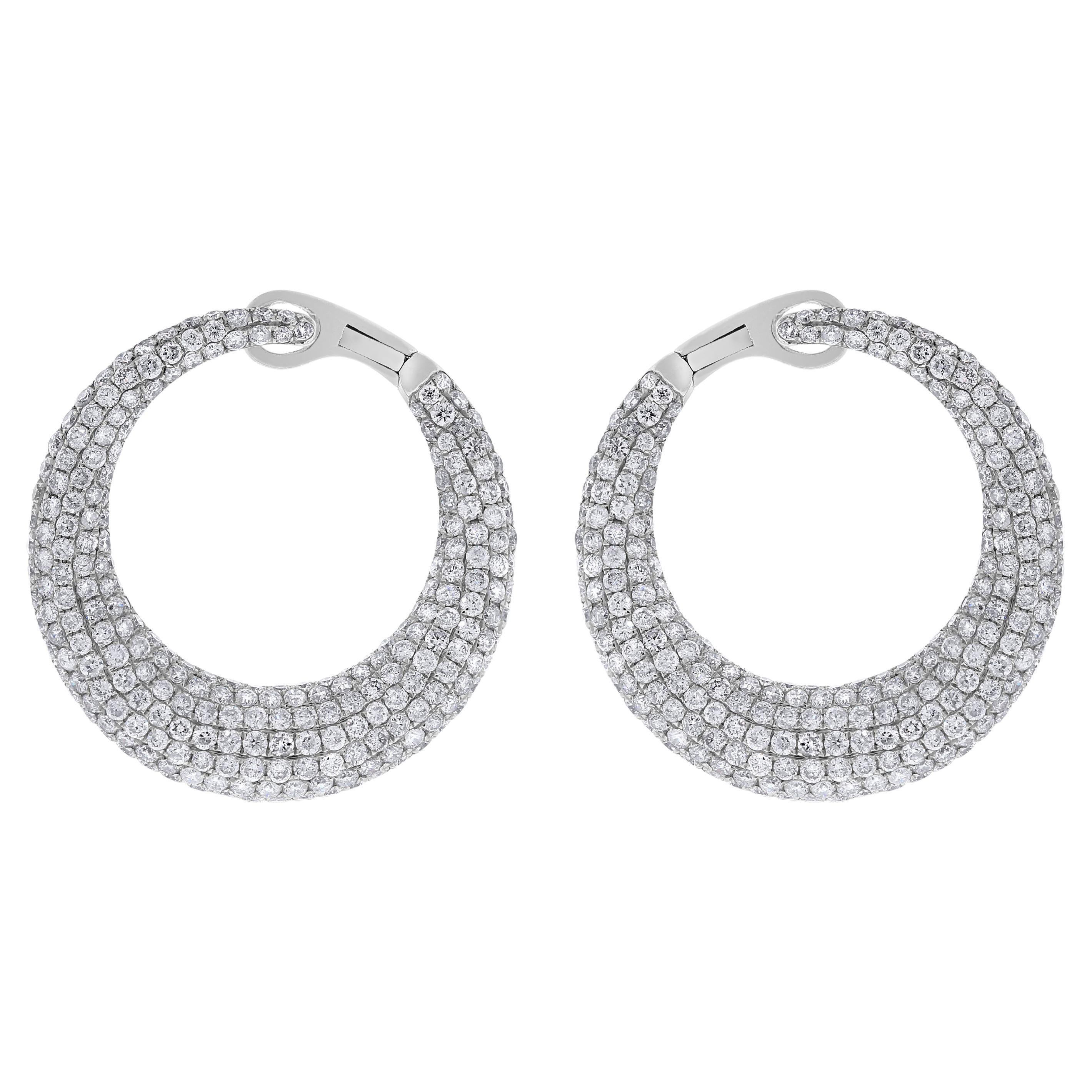 Beauvince Crescent Moon Diamond Earrings (6.24 ct Diamonds) in White Gold