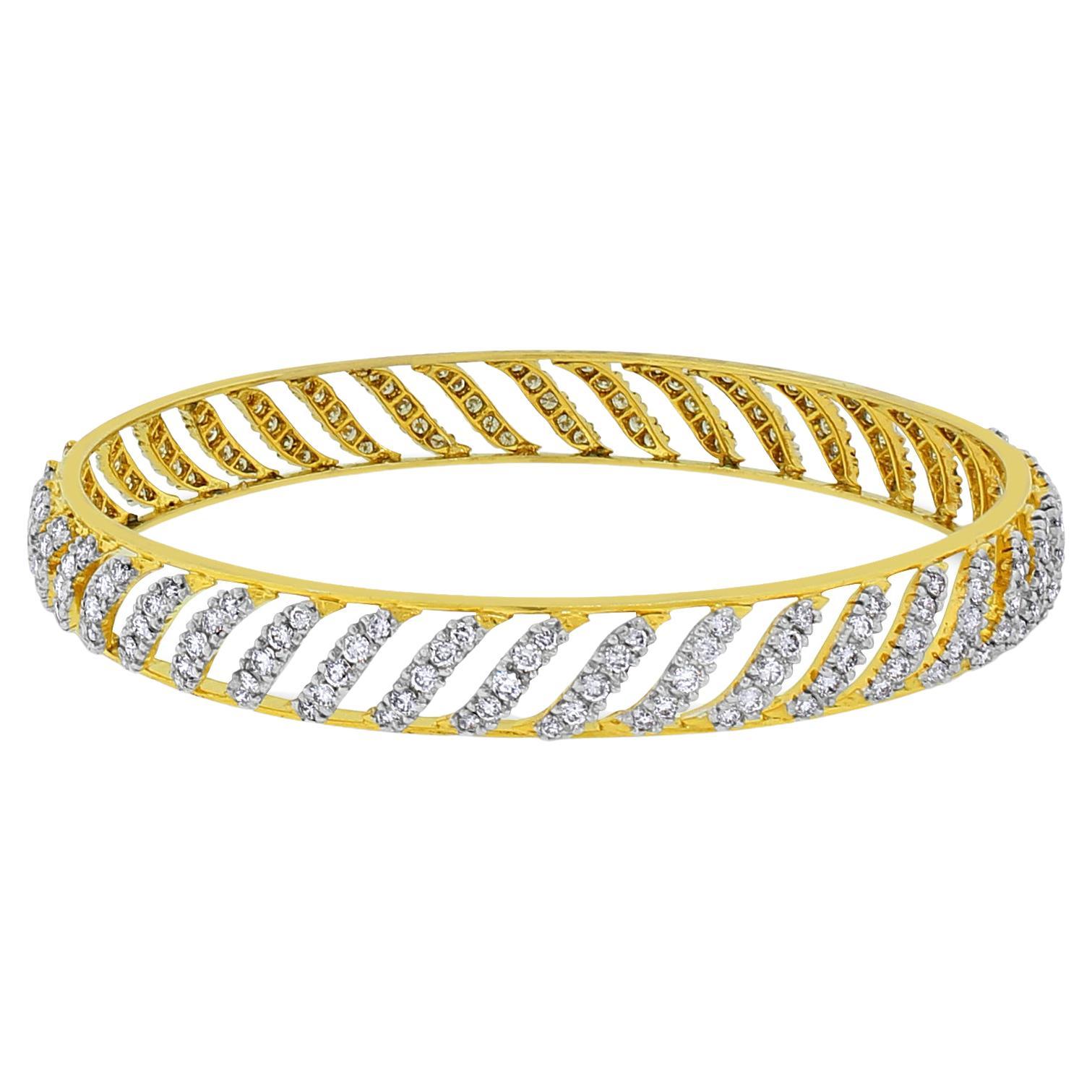 Beauvince Curves Diamond Bangles Set '7,70 ct Diamonds' in oro 18K in vendita 1