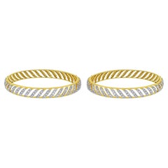 Beauvince Curves Diamond Bangles Set '7.70 ct Diamonds' in 18K Gold