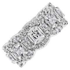 Beauvince Cushion Cut Halo Eternity Band in White Gold
