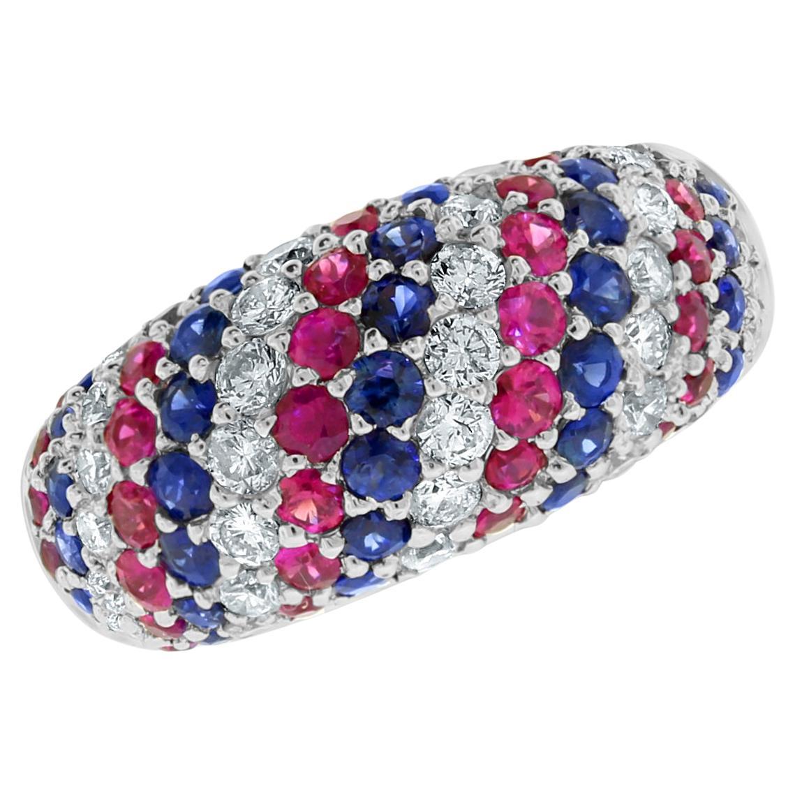 Beauvince Cynthia Diamond & Gemstone Band '2.52 Ct Gemstones', in White Gold