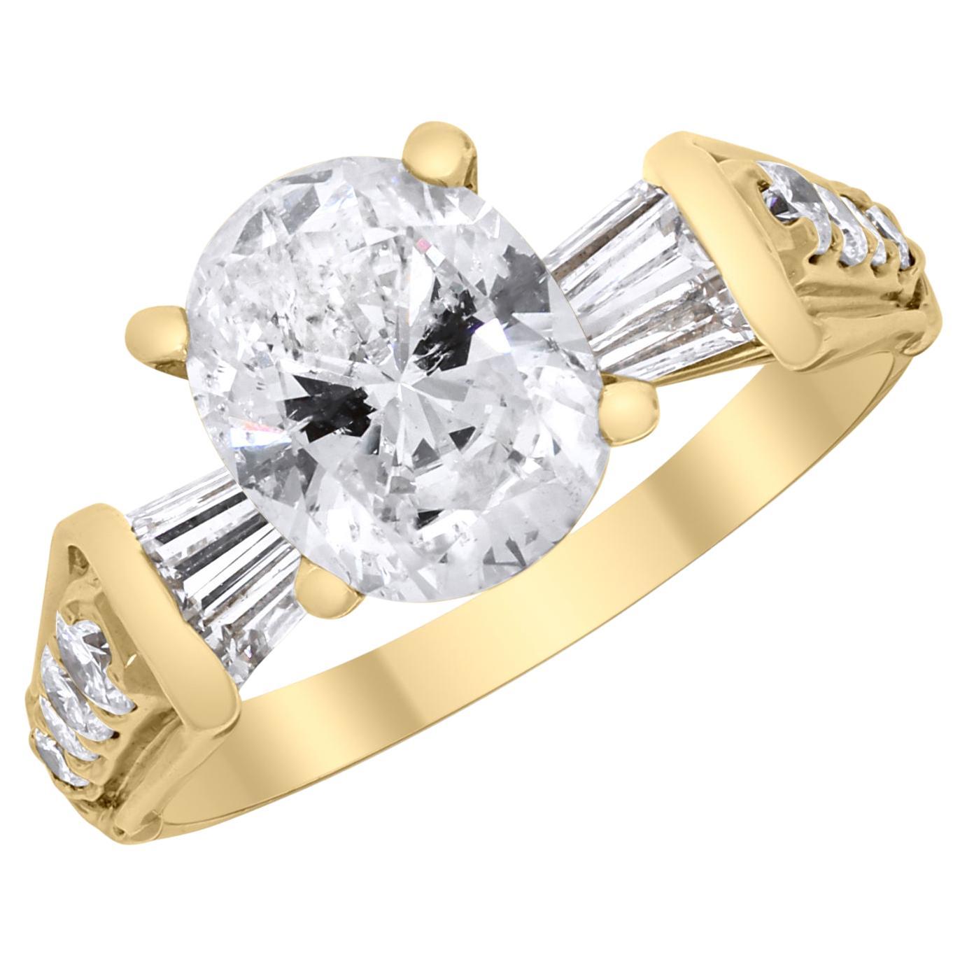 Beauvince Cynthia Engagement Ring, '1.62 Ct Oval Diamond' in Yellow Gold For Sale