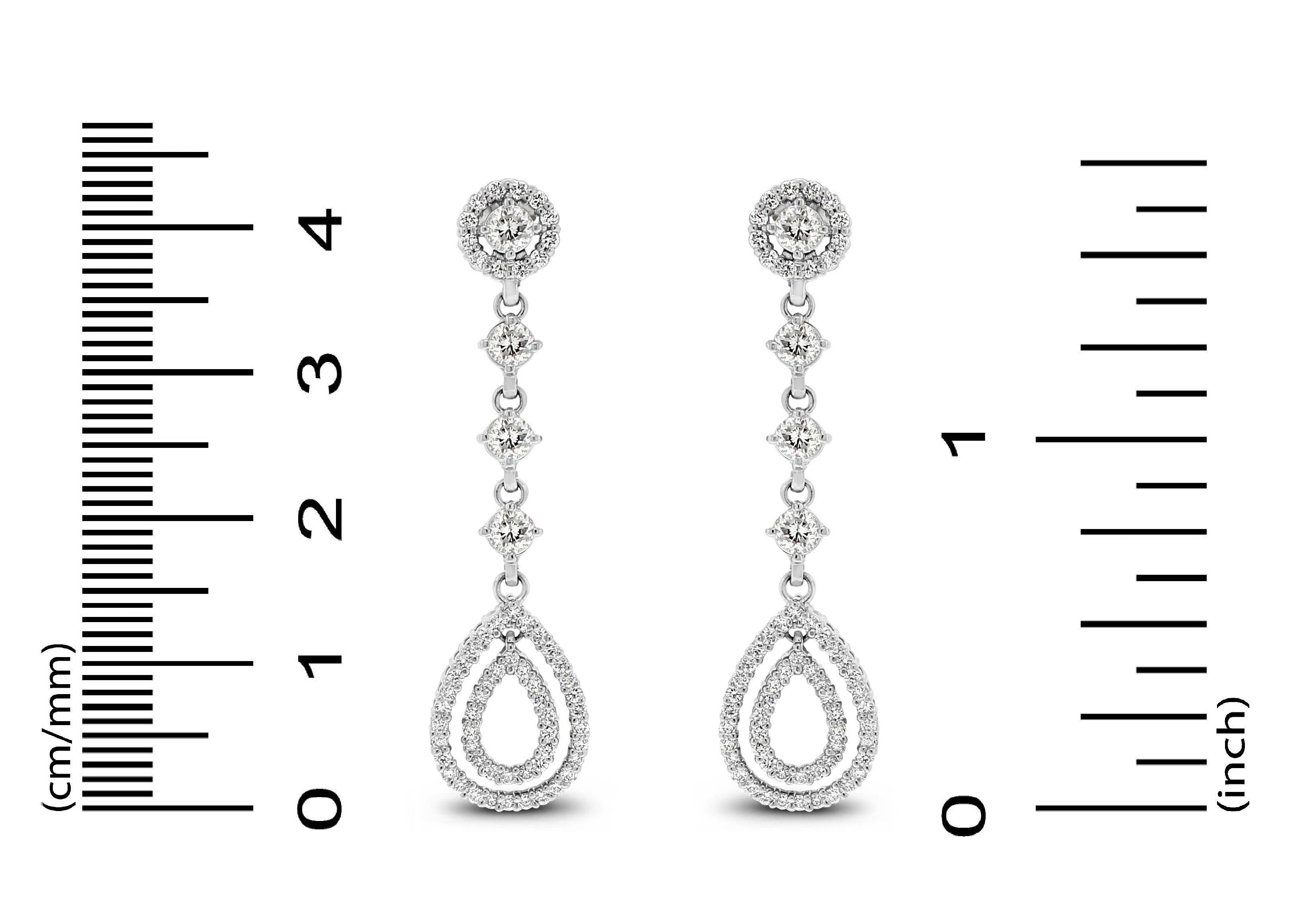 Beauvince Dangling Halo 2.02 Carat Diamond Earrings in White Gold In New Condition For Sale In New York, NY