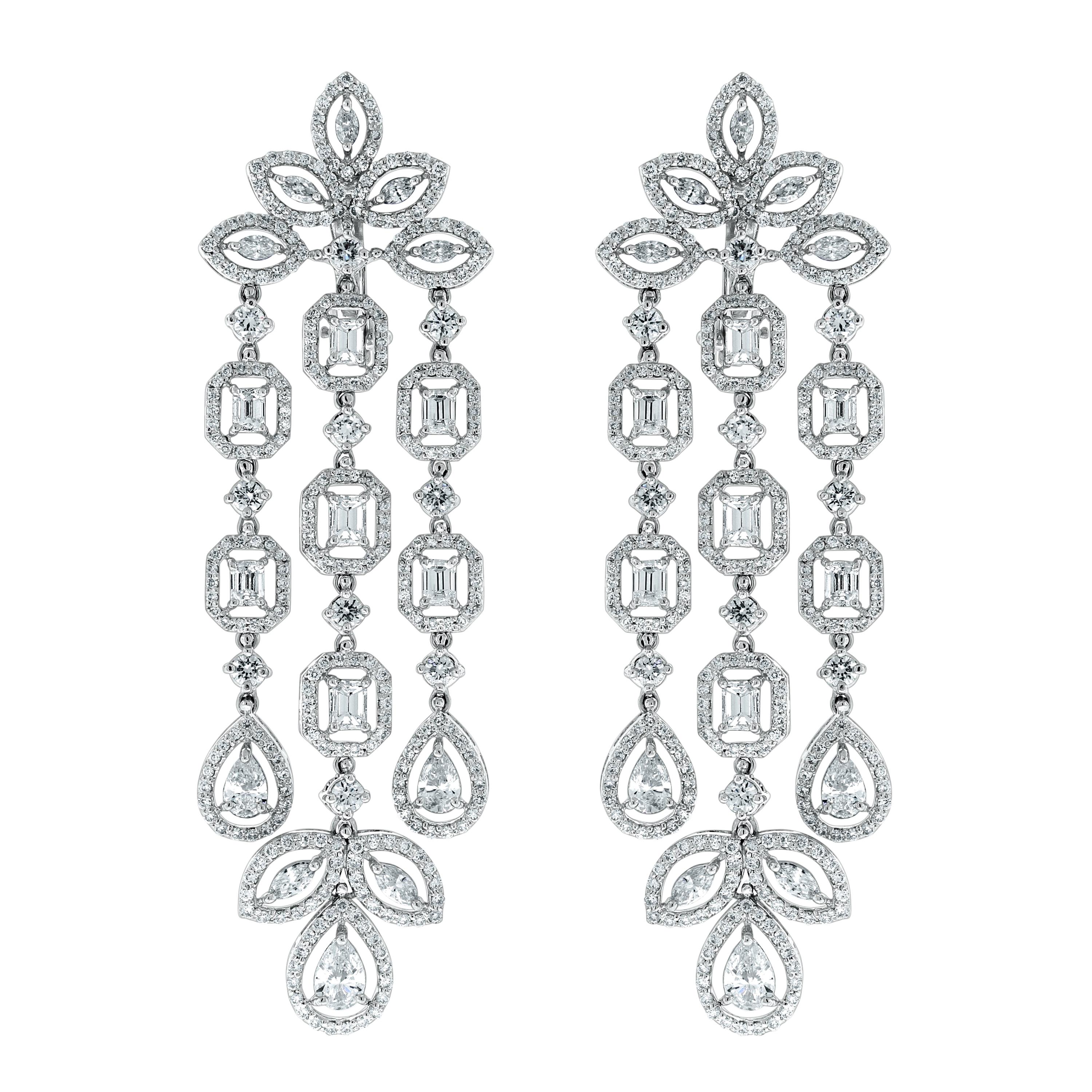 Beauvince Legacy Chandelier Earrings (8.55 ct Diamonds) in White Gold For Sale