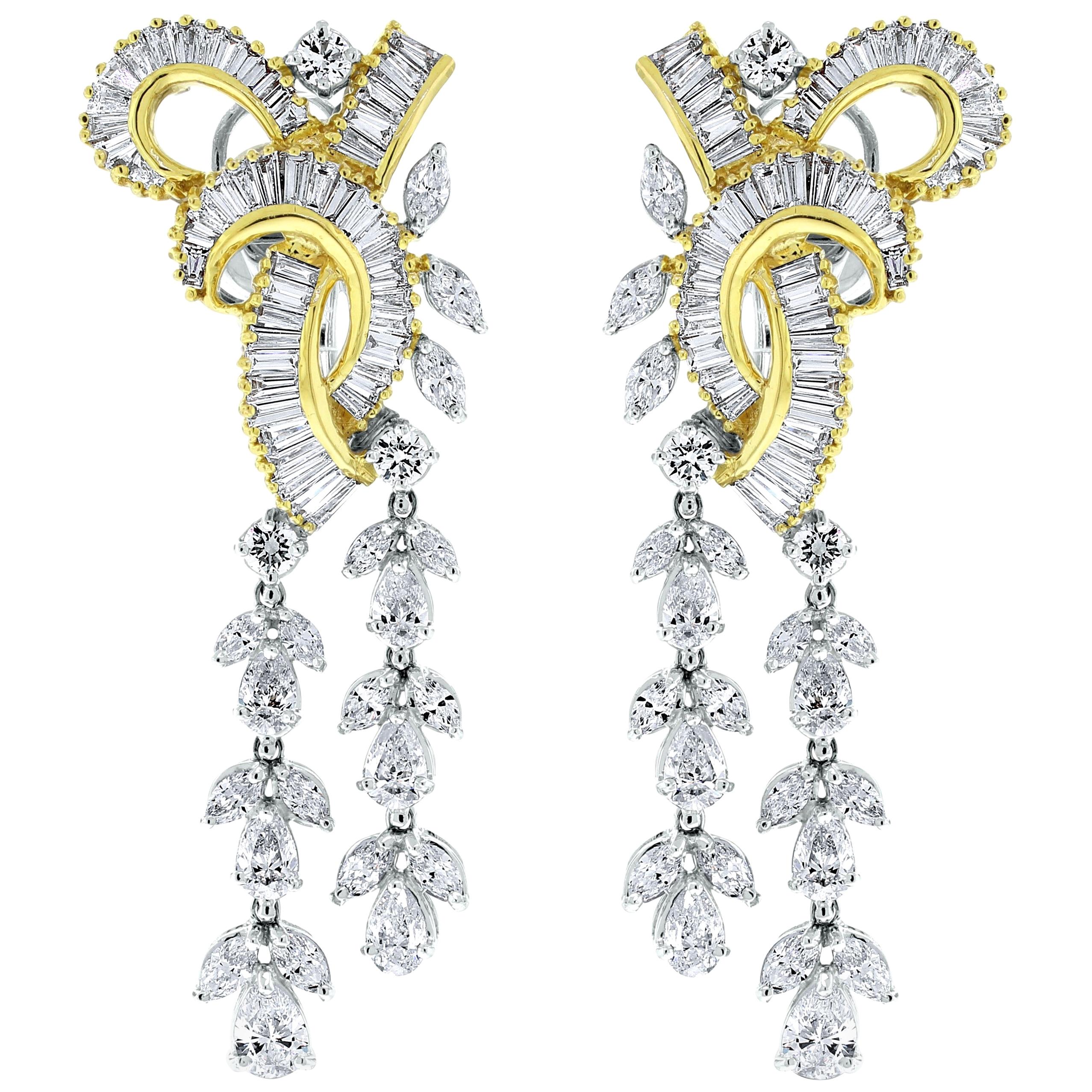 Yellow and White Diamond Chandelier Earrings For Sale at 1stDibs