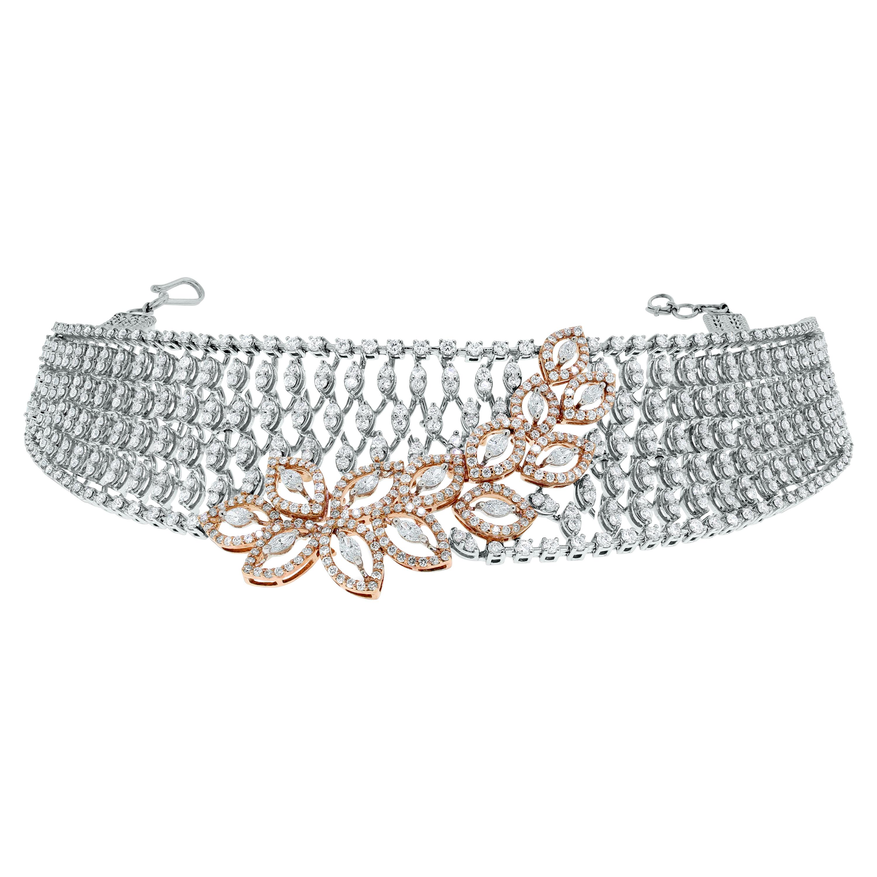 Beauvince Diamond Choker Necklace in Rose and White Gold