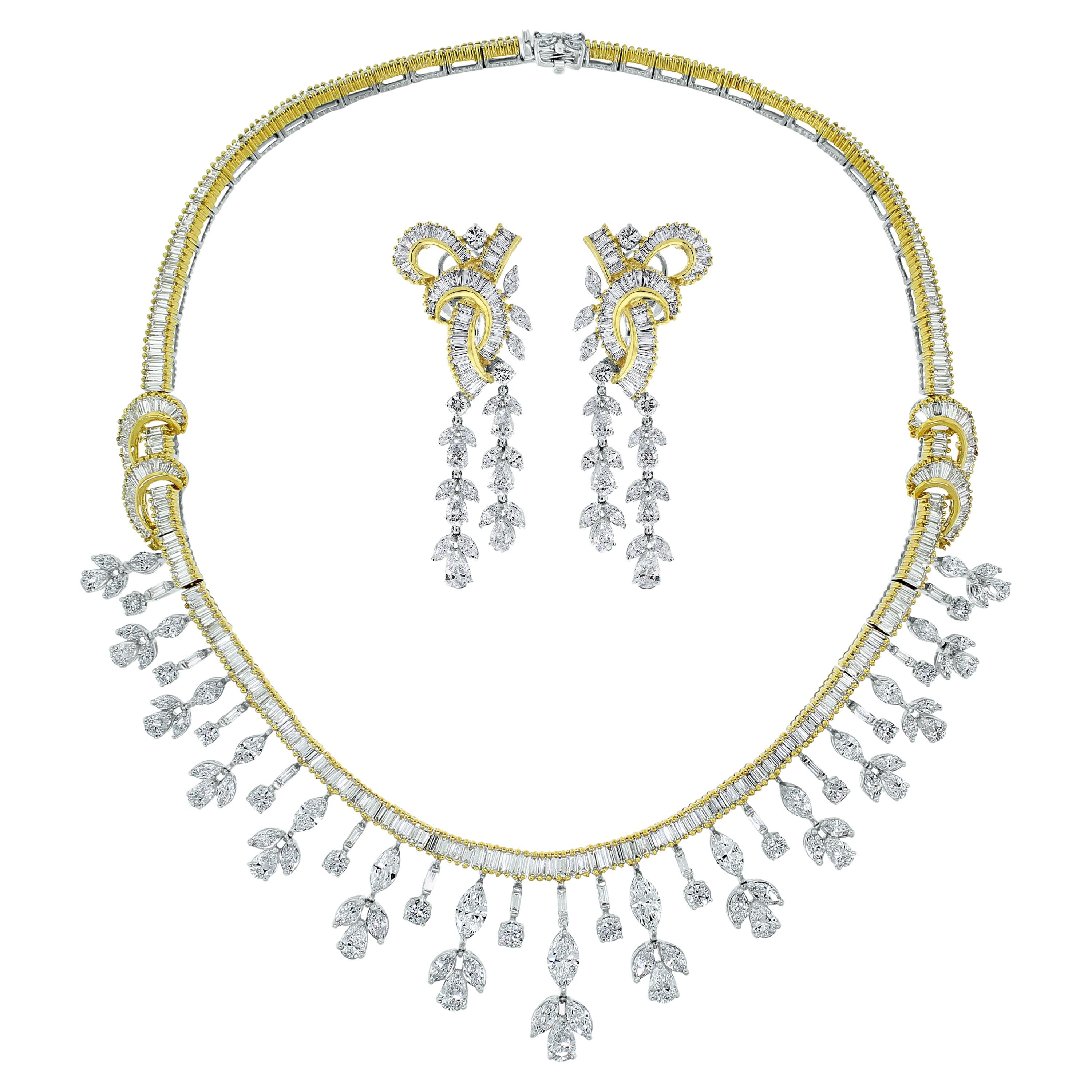 Beauvince Scintilla Necklace and Earrings Suite 37.34 carat Diamonds in Gold