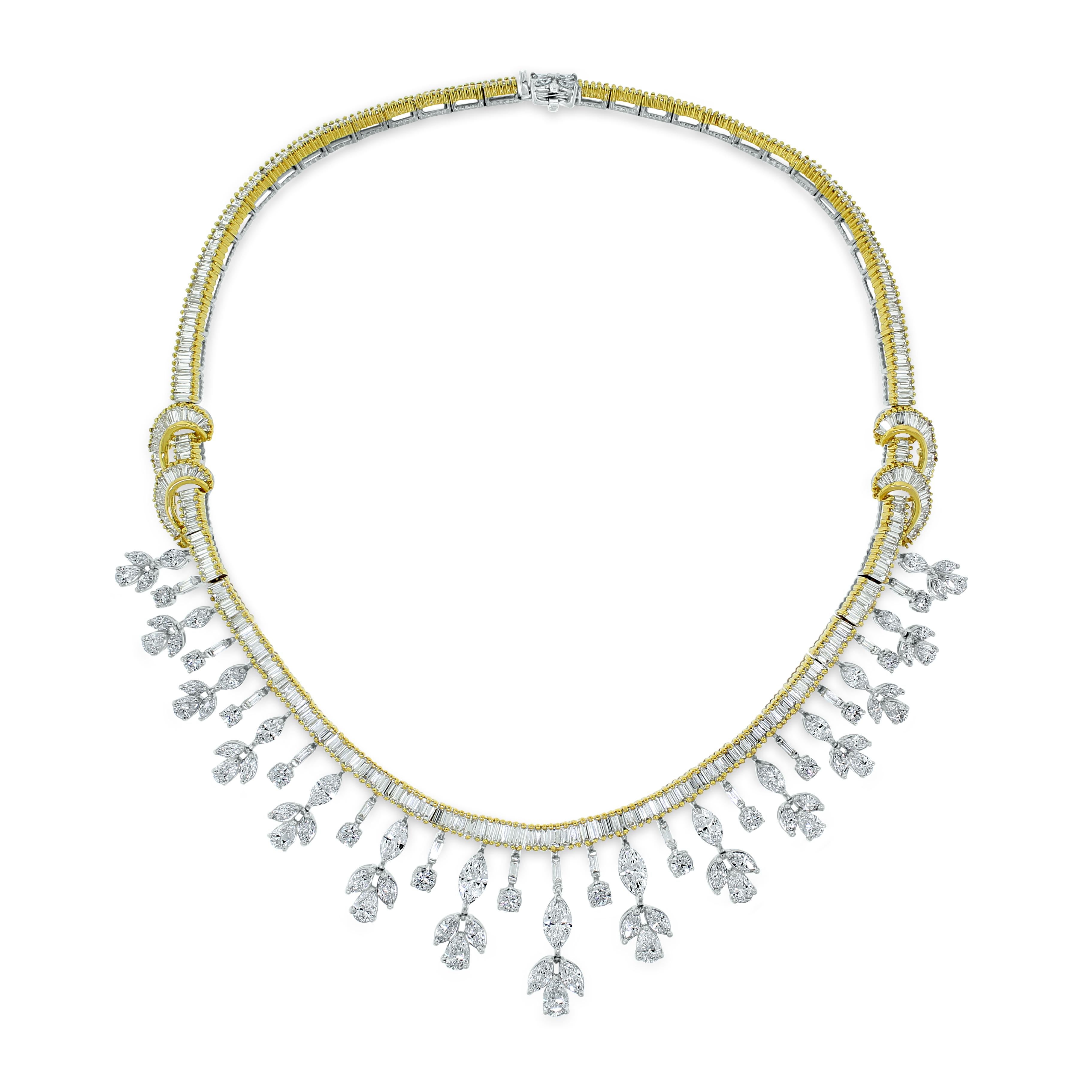 Pear Cut Beauvince Scintilla Necklace and Earrings Suite 37.34 carat Diamonds in Gold