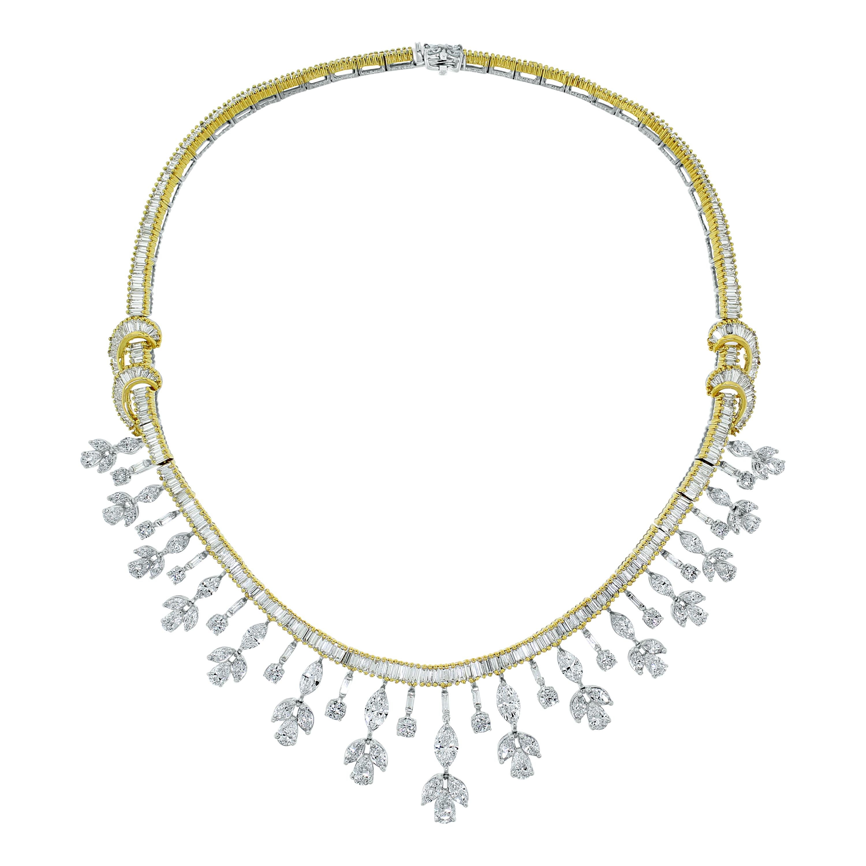 Beauvince Diamond Collar Necklace in Yellow and White Gold