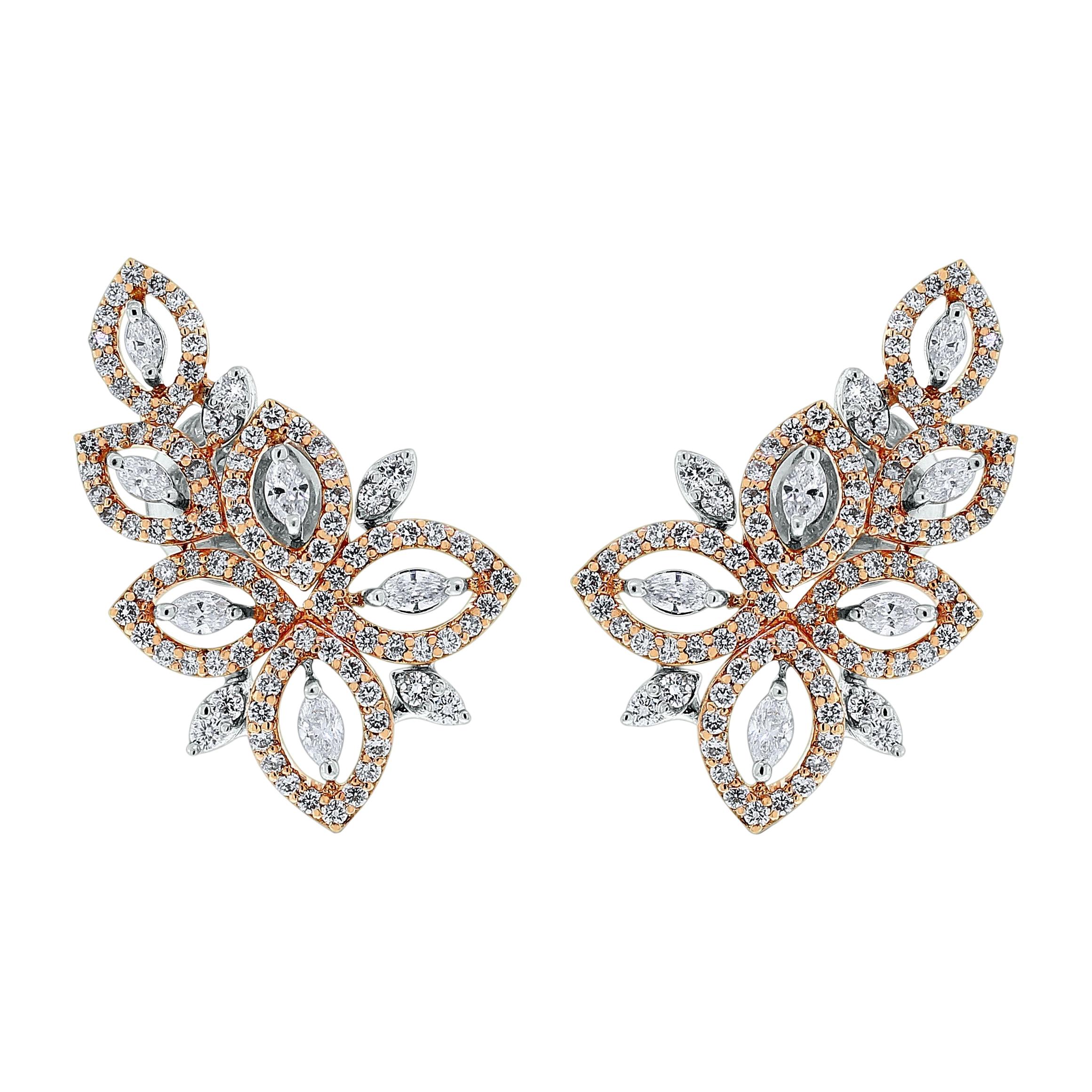 Beauvince Diamond Earrings and Climbers in Rose and White Gold
