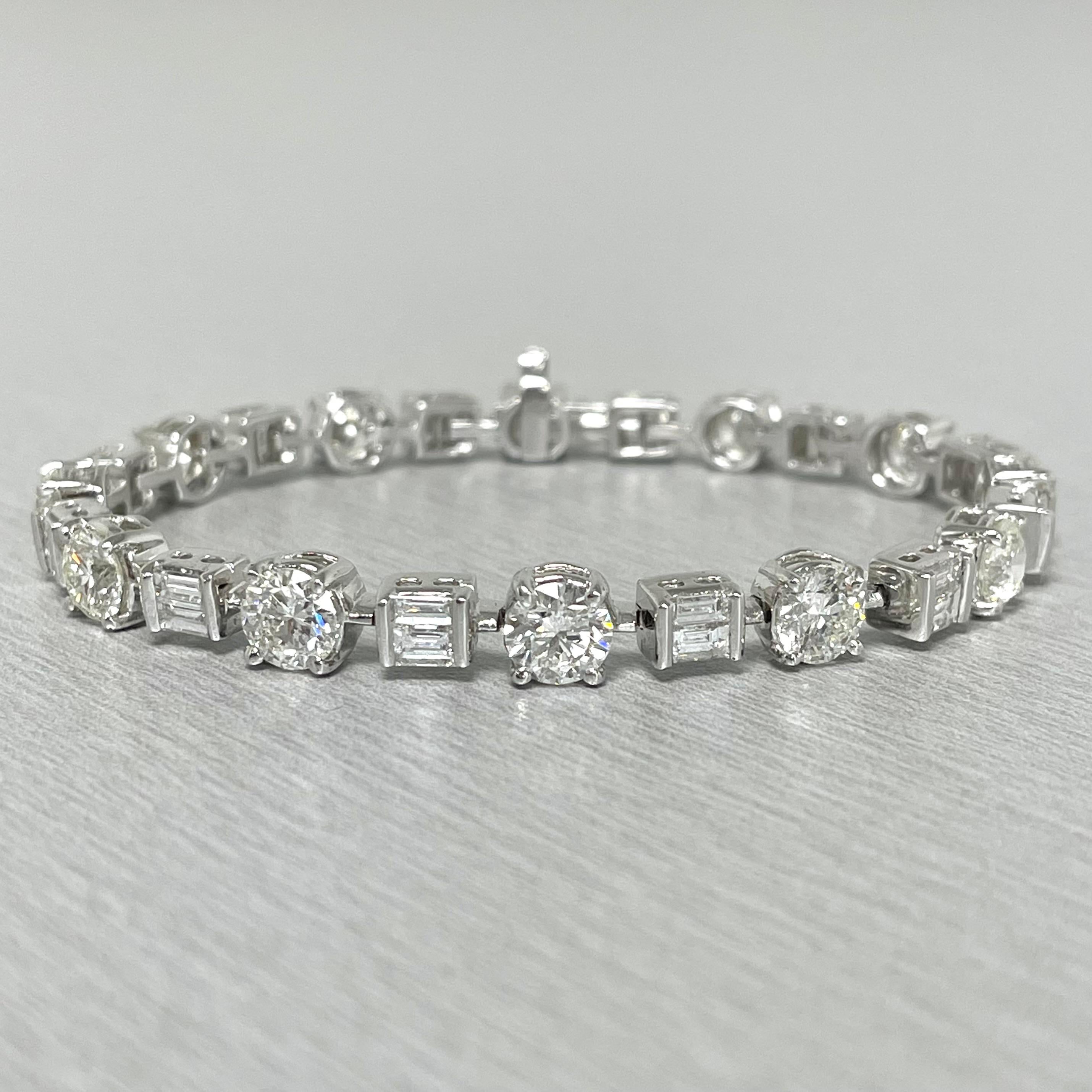 Round Cut Beauvince Azea Diamond Tennis Bracelet 11.18 Carat Diamonds in White Gold