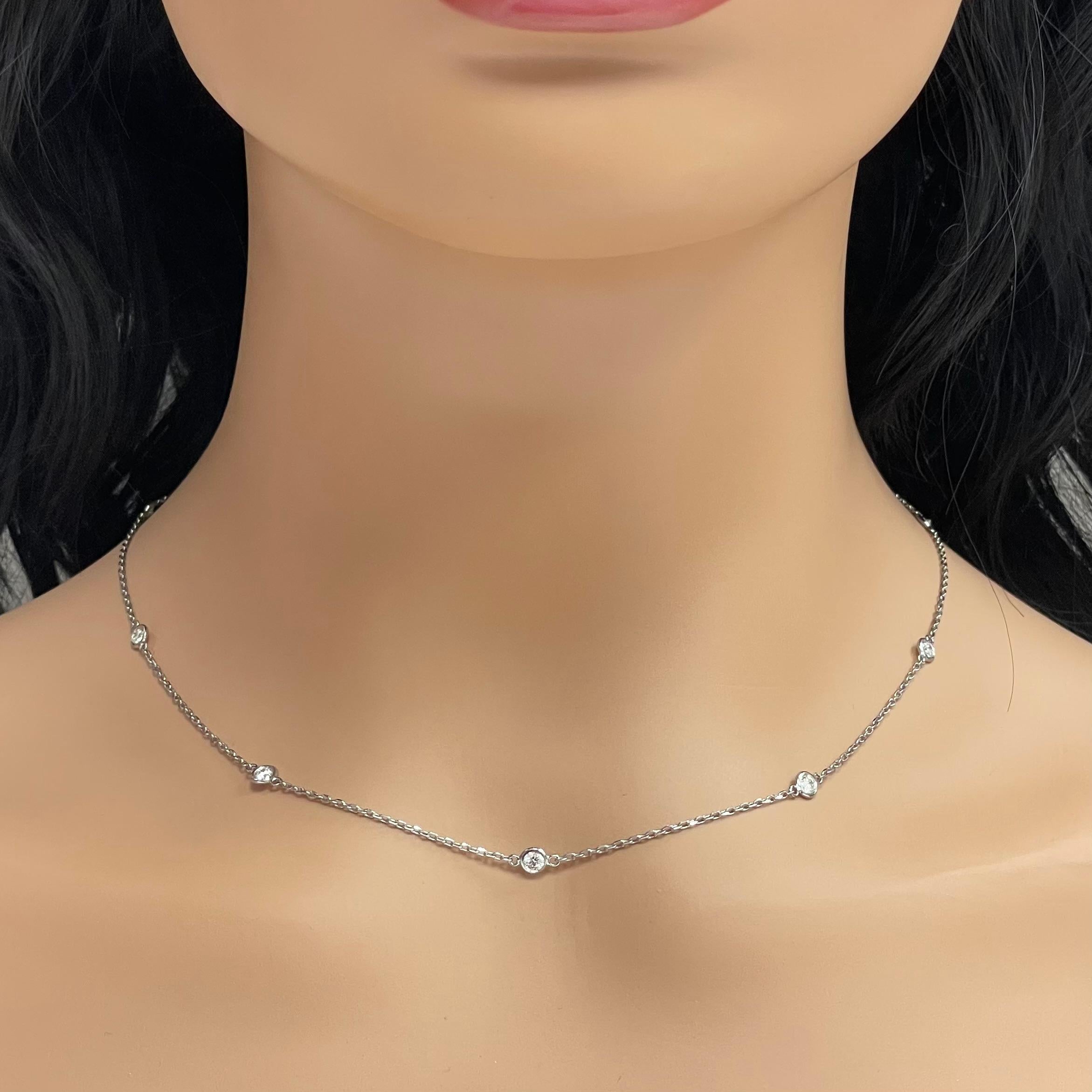 Beauvince Diamonds by the Yard Station Necklace 0.86 Ct Diamonds in White Gold In New Condition In New York, NY