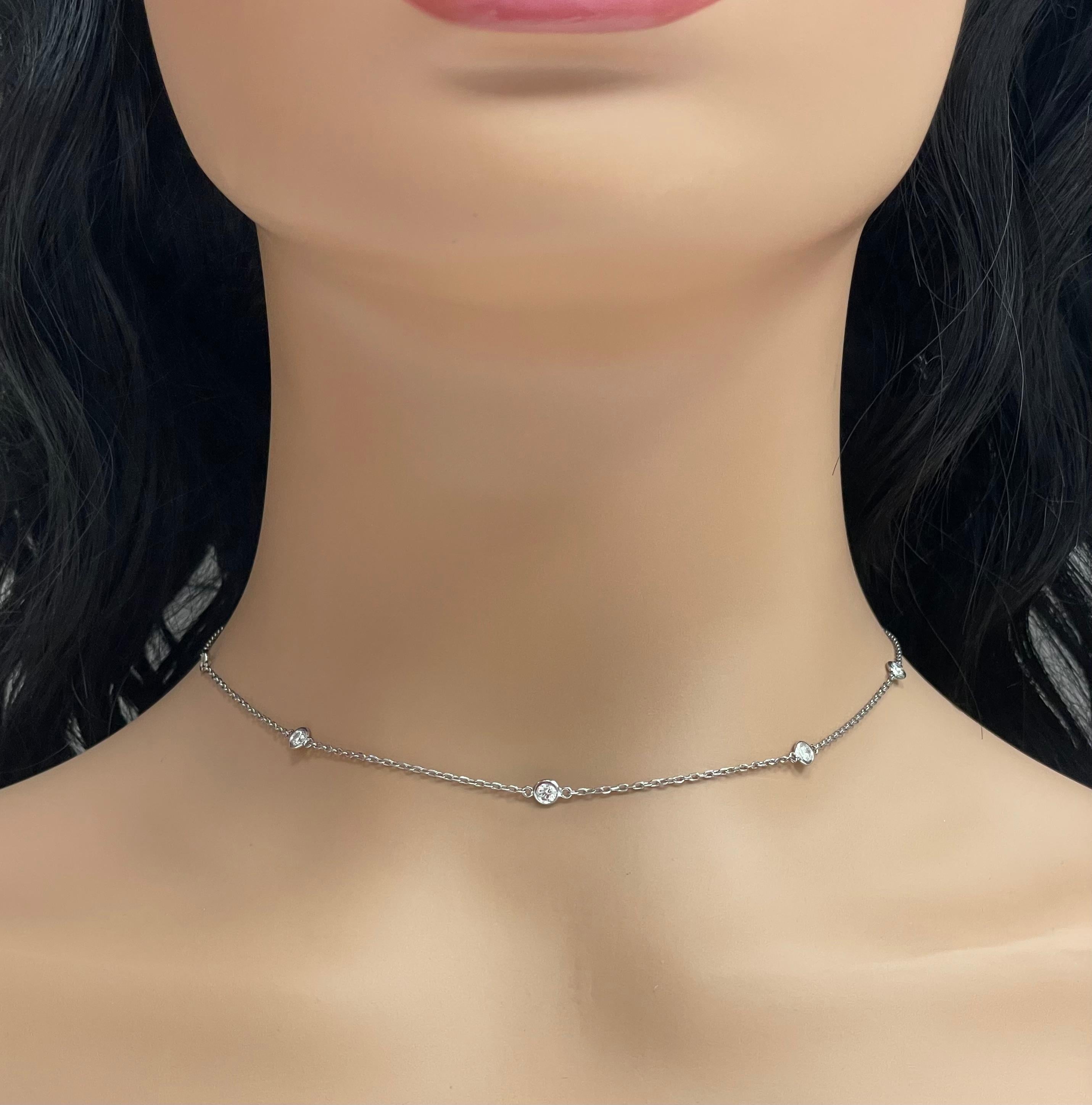 Women's or Men's Beauvince Diamonds by the Yard Station Necklace 0.86 Ct Diamonds in White Gold