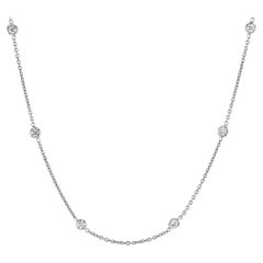 Beauvince Diamonds by the Yard Station Necklace 0.86 Ct Diamonds in White Gold