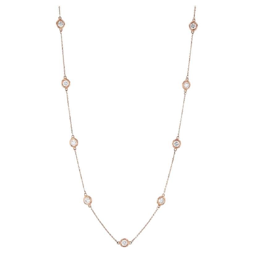 Beauvince Diamonds by the Yard Station Necklace (1.15 ct Diamonds) in Rose Gold For Sale