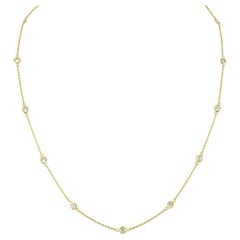 Beauvince Diamonds by the Yard Station Necklace 1.30 Ct Diamonds in Yellow Gold