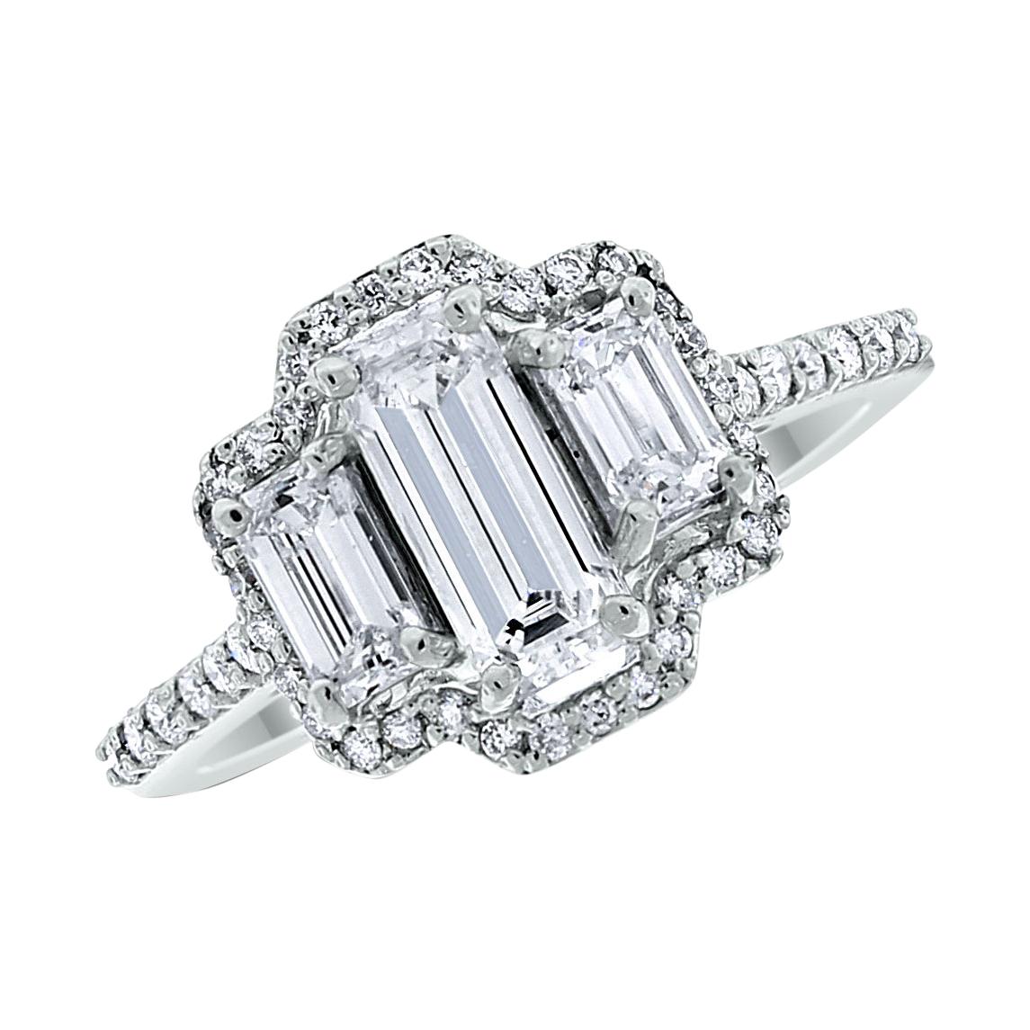 Beauvince Diana Engagement Ring 1.28 Carat Diamonds in White Gold For Sale