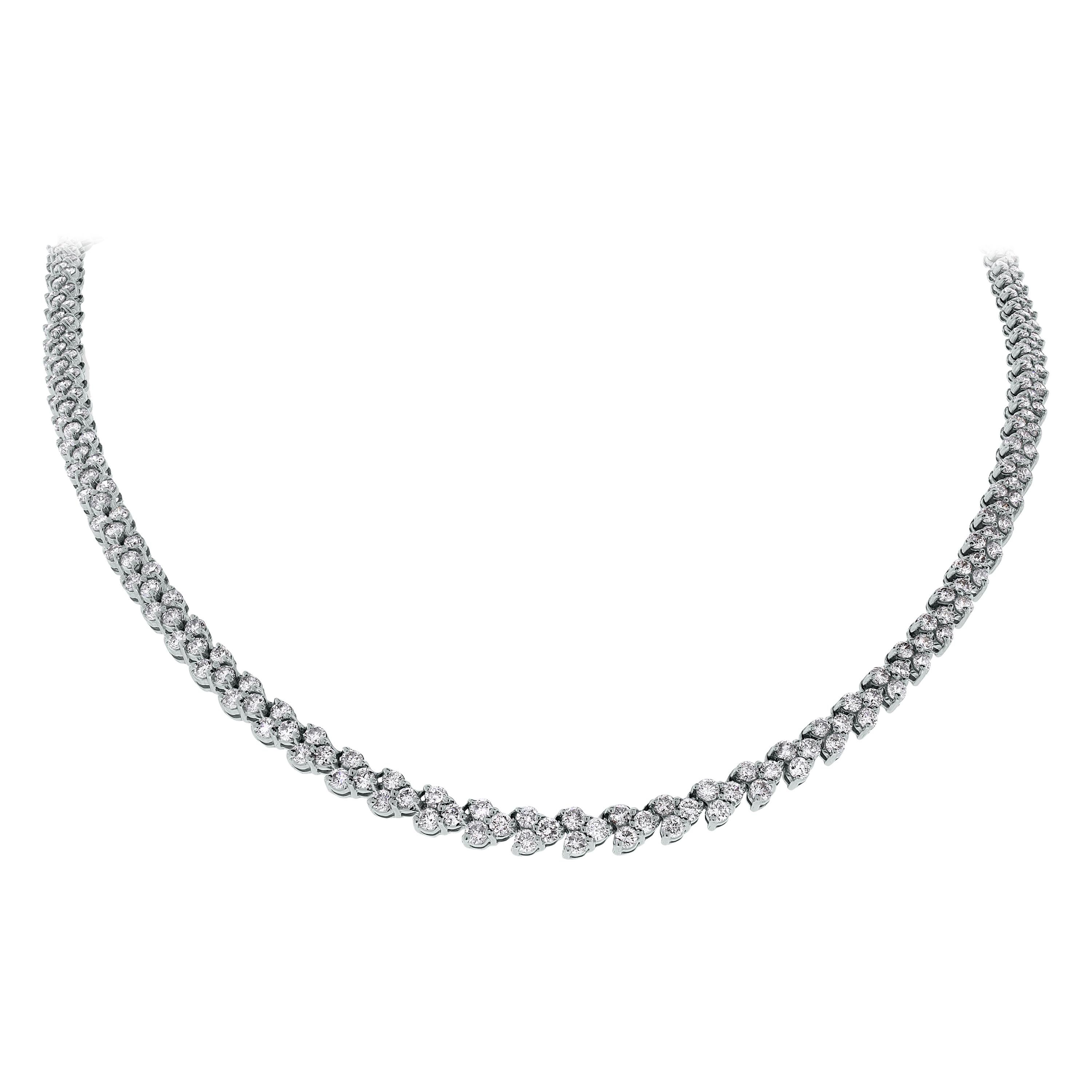 Beauvince Directions Diamant-Tennis-Halskette mit 9 Karat Diamanten in Weißgold