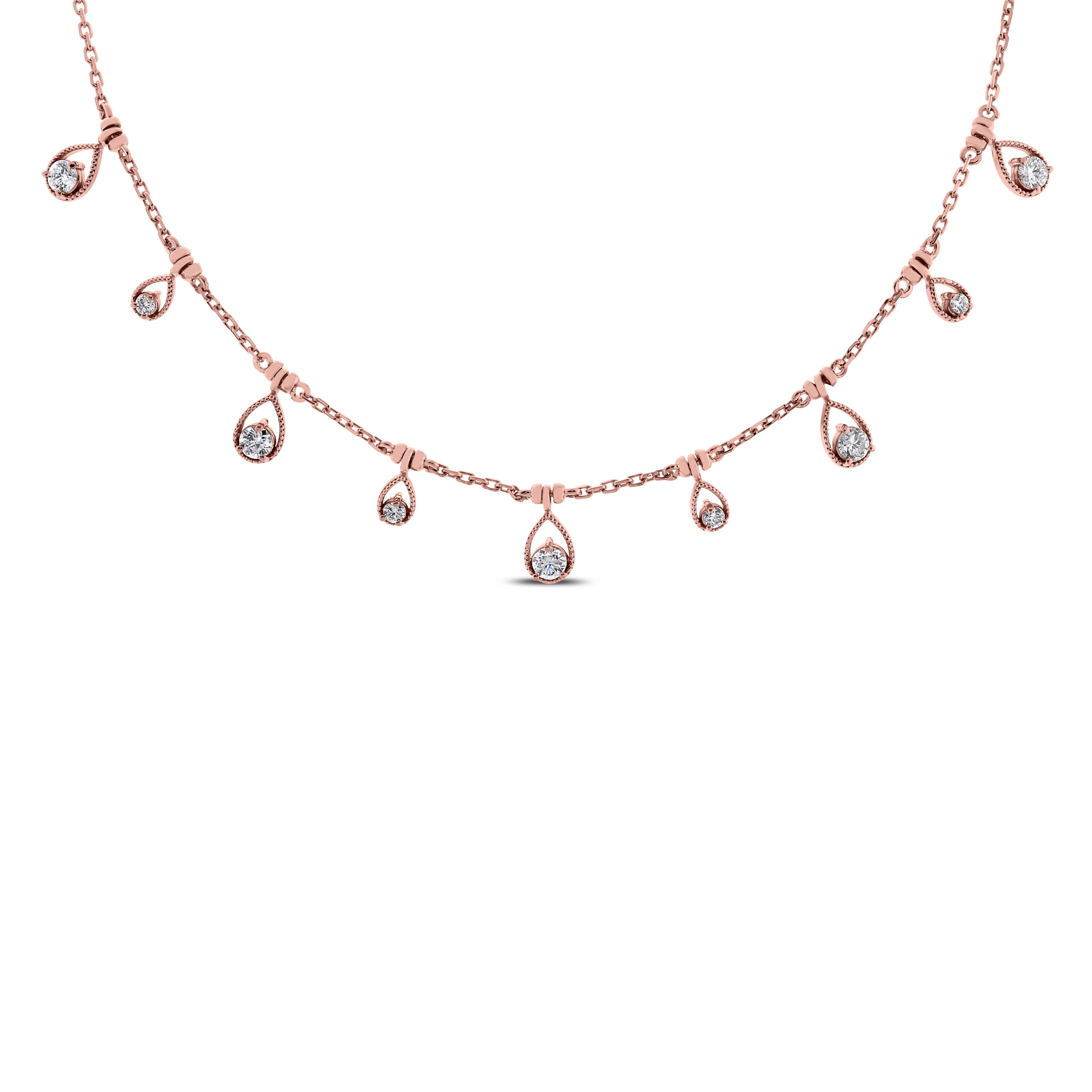 Modern Beauvince Drops of Jupiter 0.61 Carat Diamond Necklace in White Gold