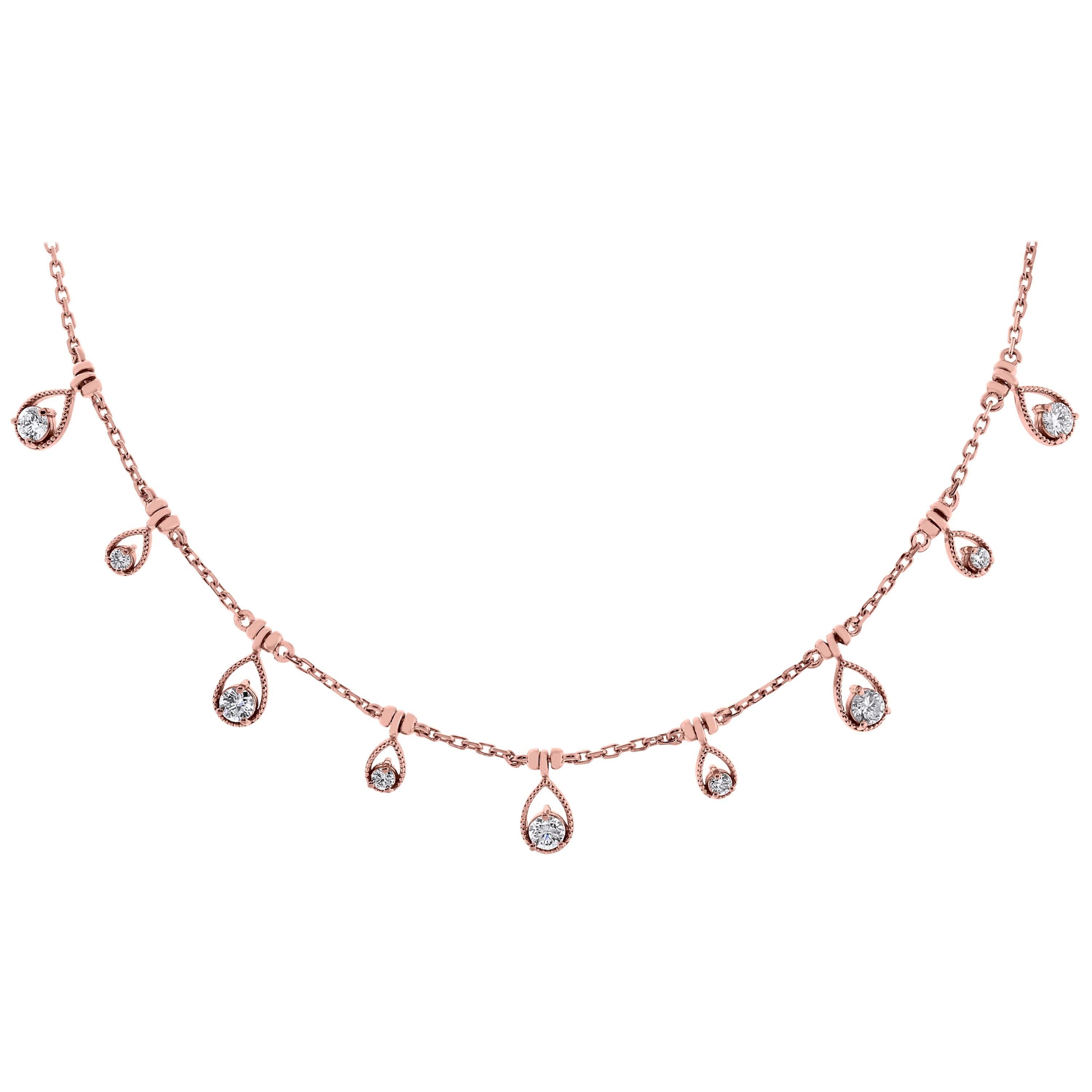 Beauvince Drops of Jupiter Diamond Necklace in Rose Gold For Sale