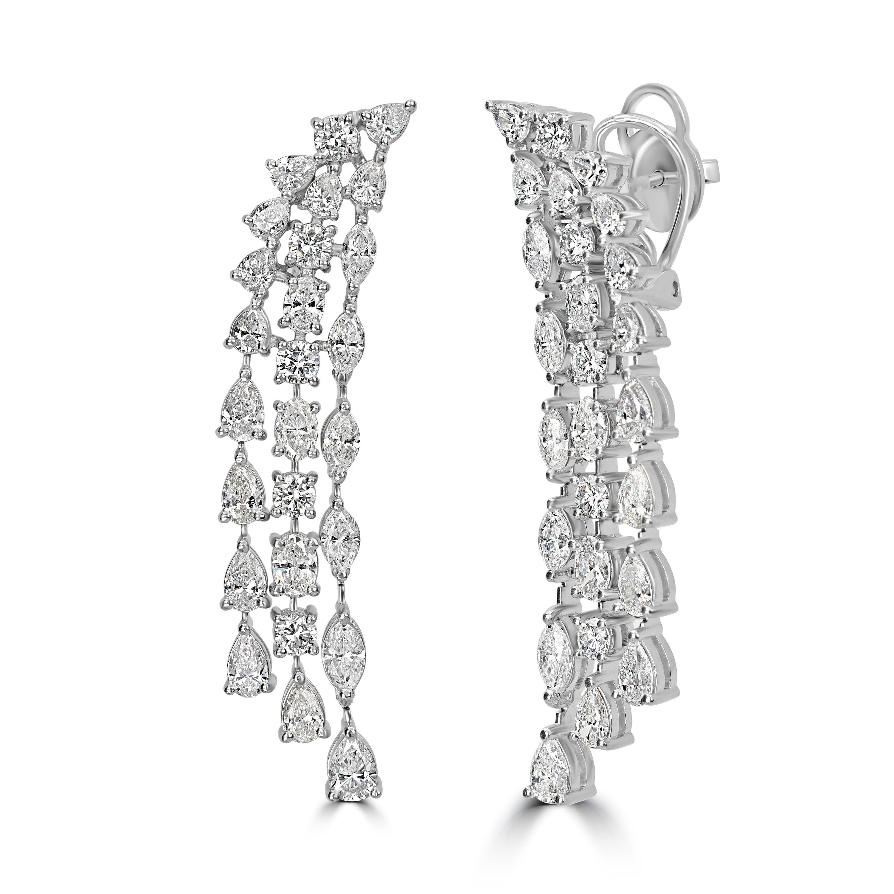 Contemporaneo Beauvince Falls Diamond Earrings (9.79 ct Diamonds) in Platinum in vendita