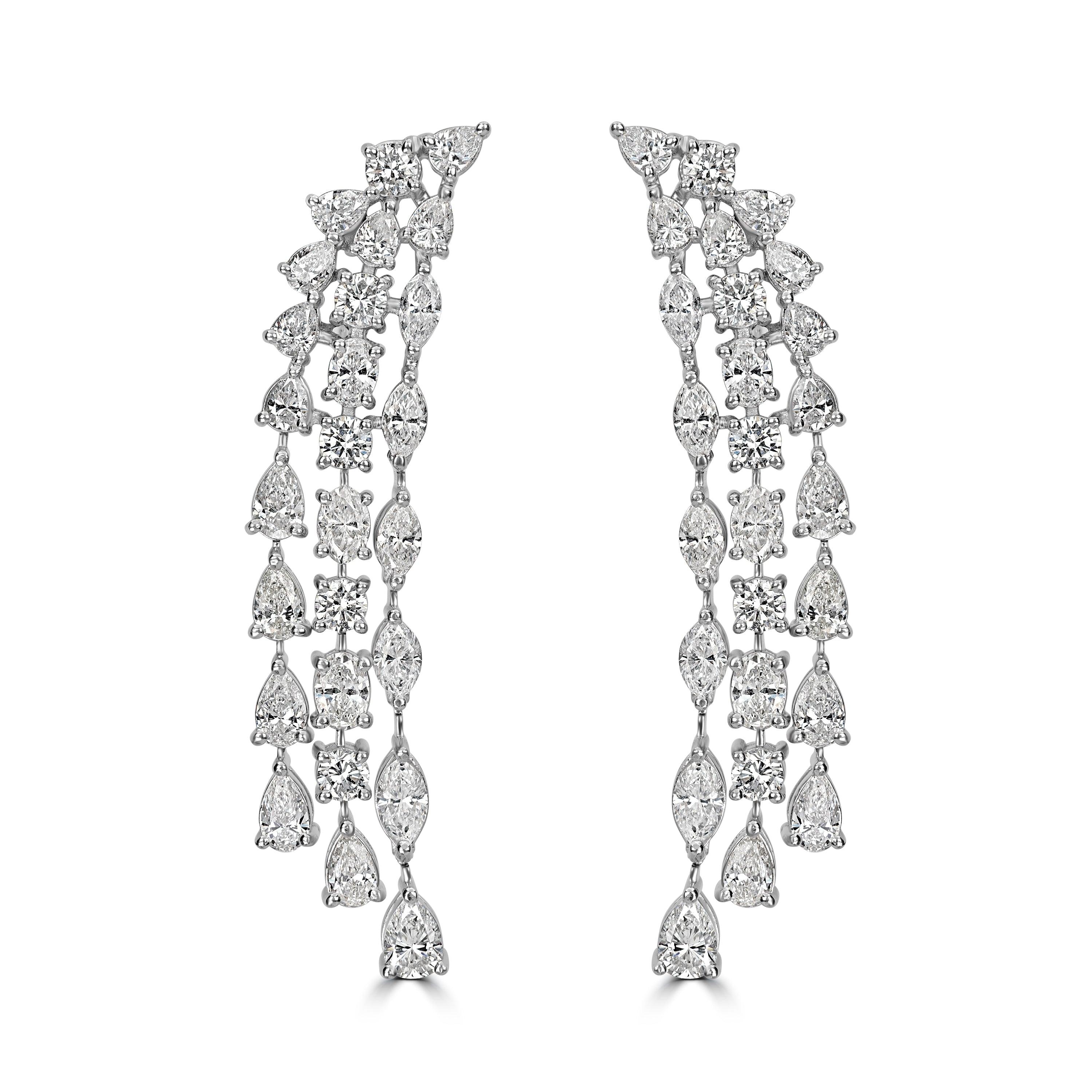 da uomo o donna Beauvince Falls Diamond Earrings (9.79 ct Diamonds) in Platinum in vendita