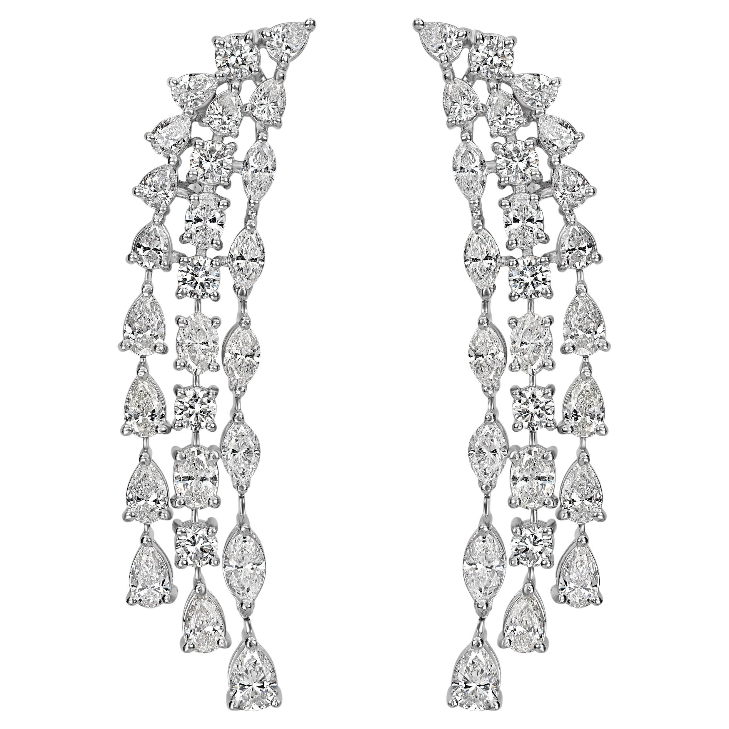 Beauvince Falls Diamond Earrings (9.79 ct Diamonds) in Platinum in vendita