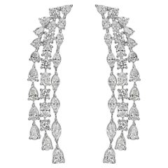 Beauvince Falls Diamond Earrings (9.79 ct Diamonds) in Platinum