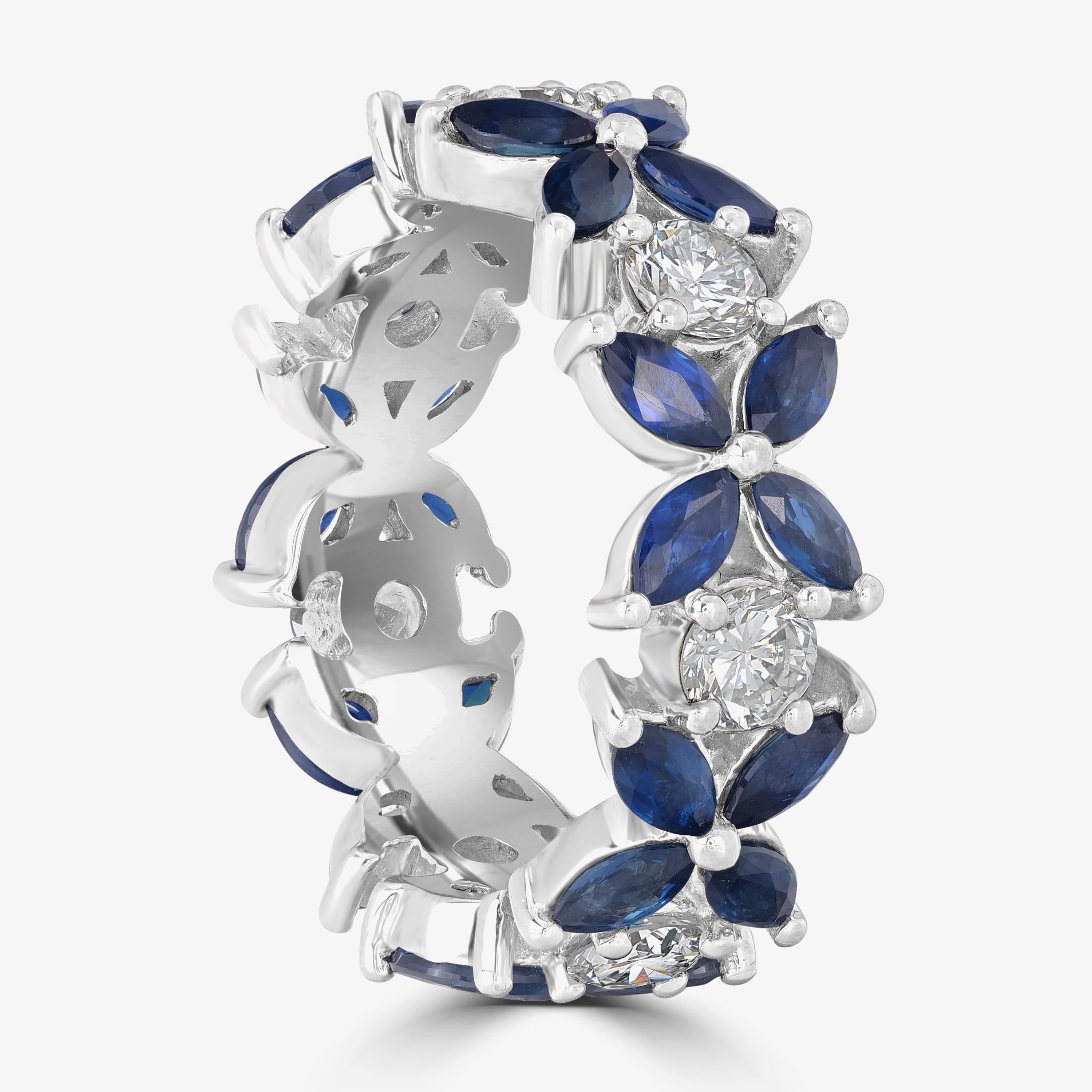 Beauvince Flora Band (4.53 ct Sapphires & Diamonds) in White Gold In condizioni Nuovo in vendita a New York, NY