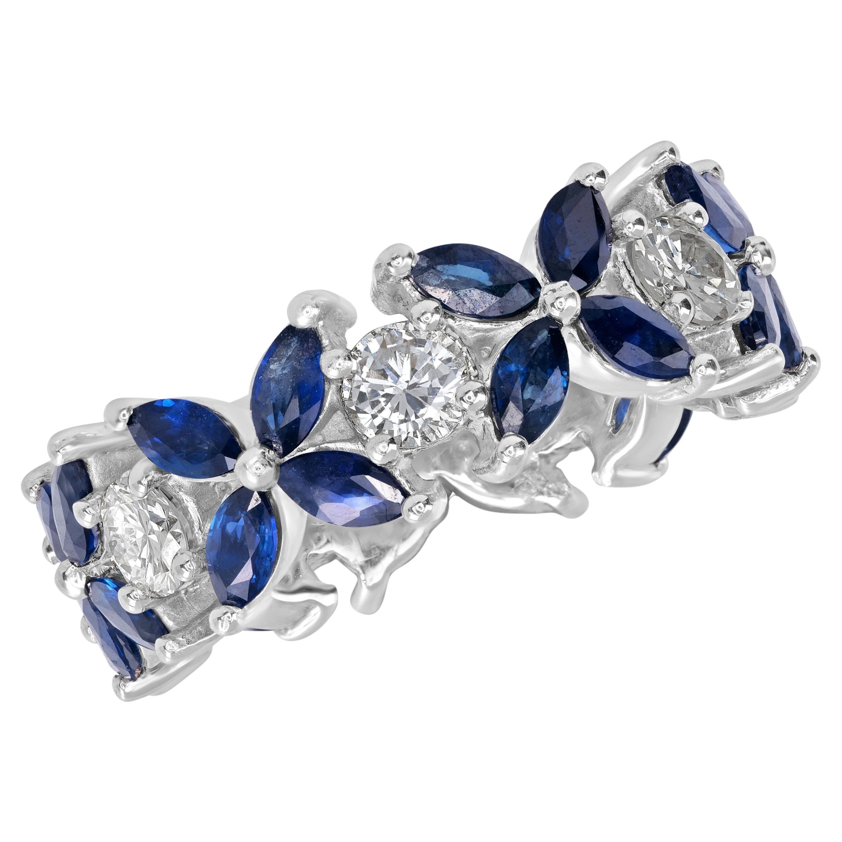 Beauvince Flora Band (4.53 ct Sapphires 
Diamonds) in White Gold in vendita