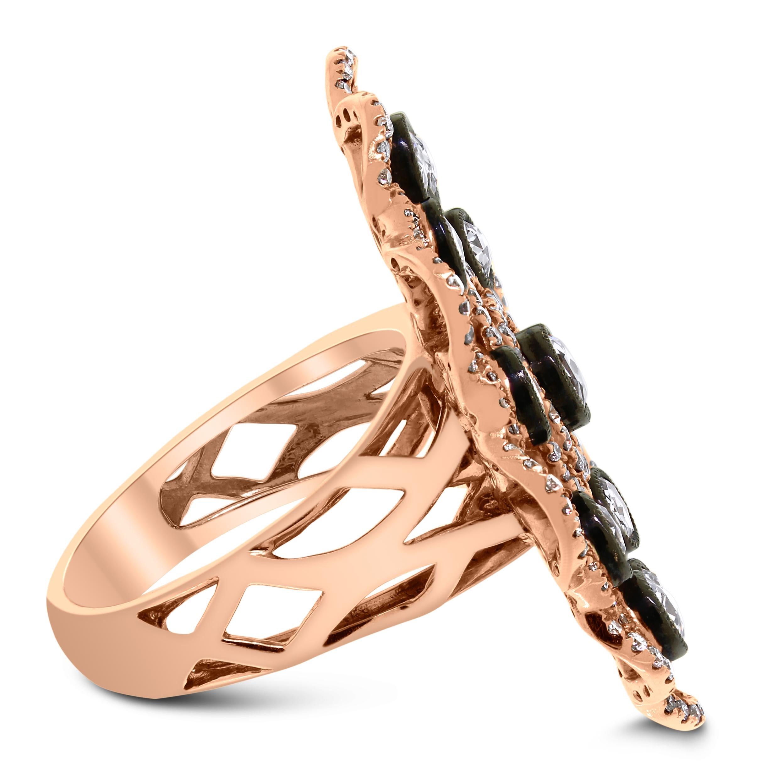 Contemporaneo Anello con diamanti Beauvince Flora (2,11 carati di diamanti) in oro rosa in vendita