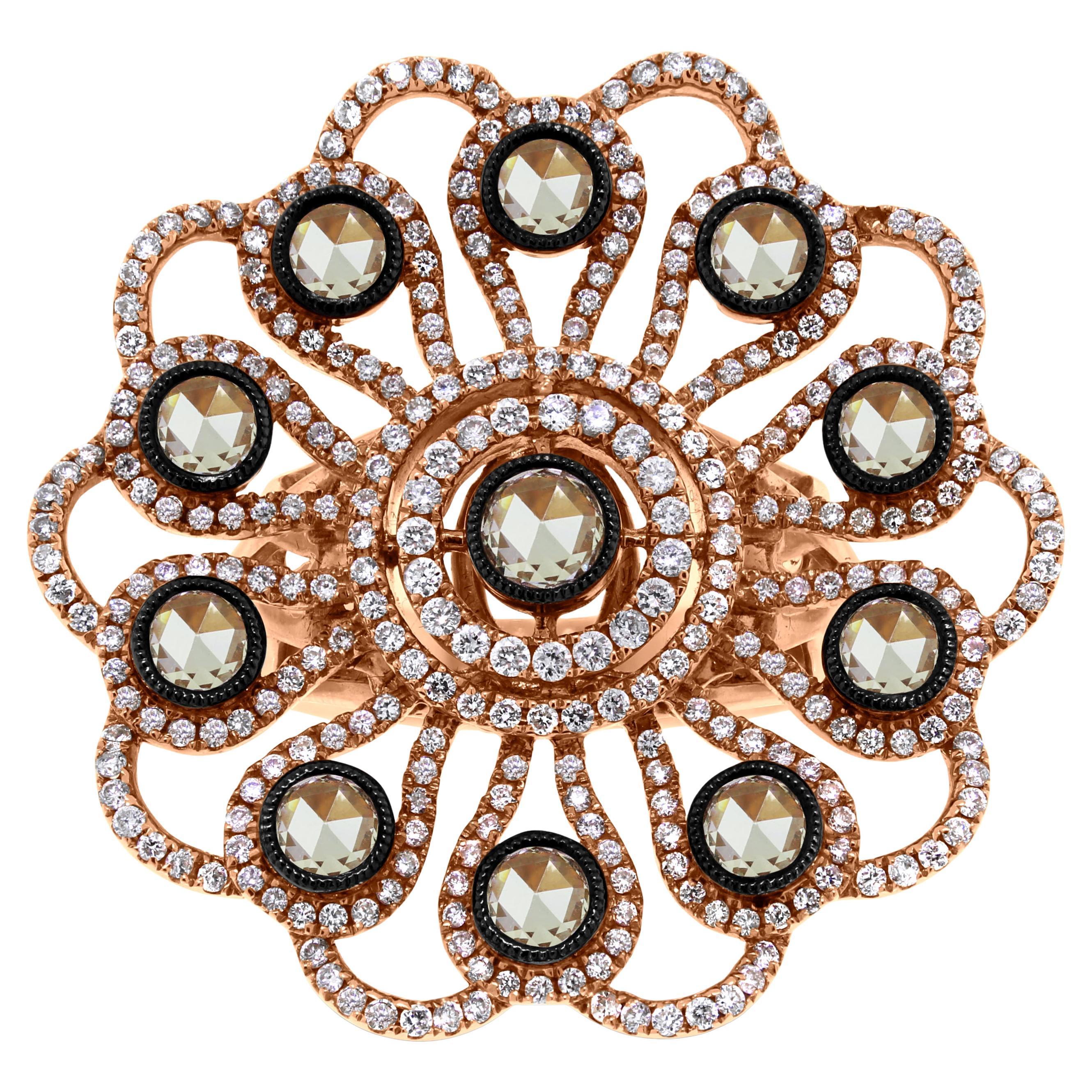 Beauvince Flora Diamond Ring (2.11 ct Diamonds) in Rose Gold