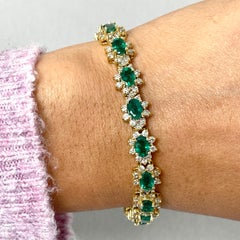 Beauvince Florence Bracelet '11.66ct Diamonds & Emeralds' in Yellow Gold