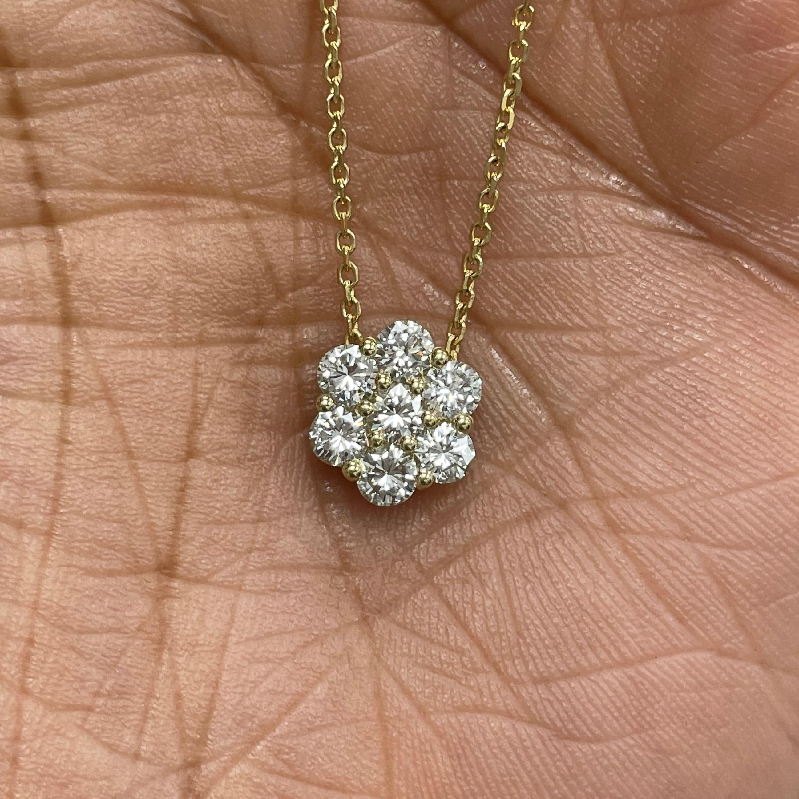 yellow gold floating diamond necklace