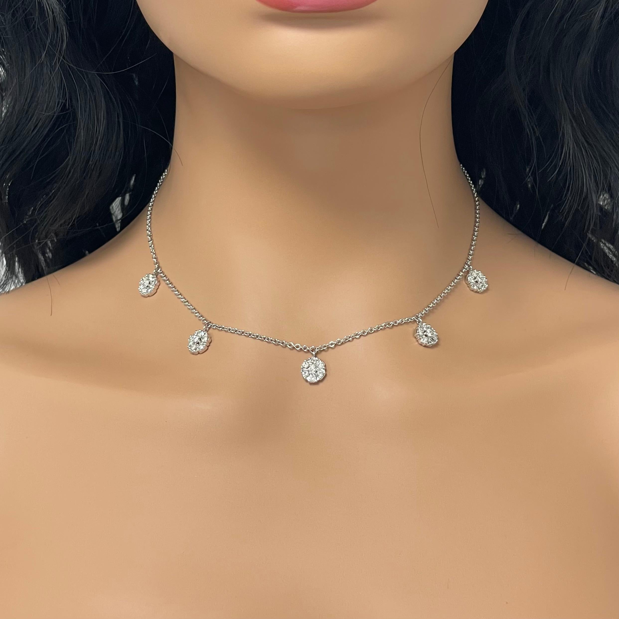 Fun & Chic this necklace is full of life and character. It is great of daily stylish wear or an evening out. It can also be layered with other pieces and jazzed up. 

Total Diamond Weight: 2.00 ct 
Diamond Color: I
Diamond Clarity: VS - SI (Very