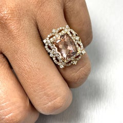 Beauvince Frame Morganite & Diamond Ring '5.35 Ct Morganite', in Yellow Gold