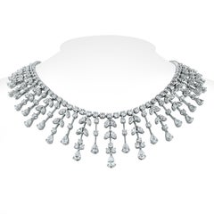 Beauvince Pear, Marquise and Round Diamond Collar Necklace in White Gold