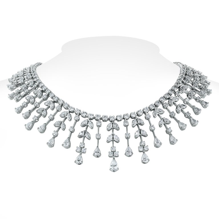 The Beauvince Garden of Eden Necklace features a timeless design befitting a princess. It is modern, classic, royal & elegant. 

Diamonds Shapes: Pear Shape, Marquise & Round 
Total Diamonds Weight: 25.94 ct
Diamonds Color: F - H 
Diamonds Clarity: