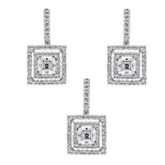 Beauvince Juego de Pendientes y Colgante de Diamantes Gatsby en Oro Blanco