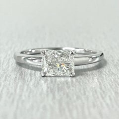 Beauvince GIA 1.01 Carat Radiant Cut HVS2 East West Solitaire Ring