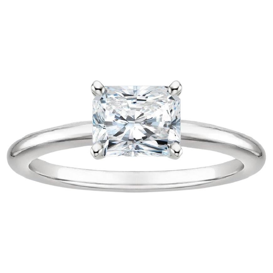 Beauvince GIA 1.01 Carat Radiant Cut HVS2 East West Solitaire Ring For Sale