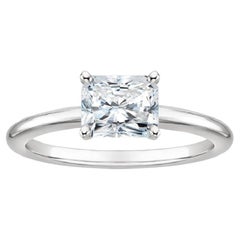 Beauvince GIA 1.01 Carat Radiant Cut HVS2 East West Solitaire Ring