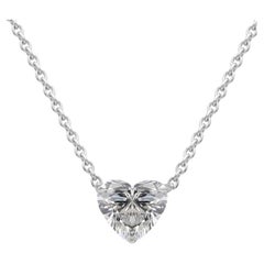 Beauvince GIA Certified 0.96 Ct Heart Shape HVS2 Diamond Pendant in White Gold