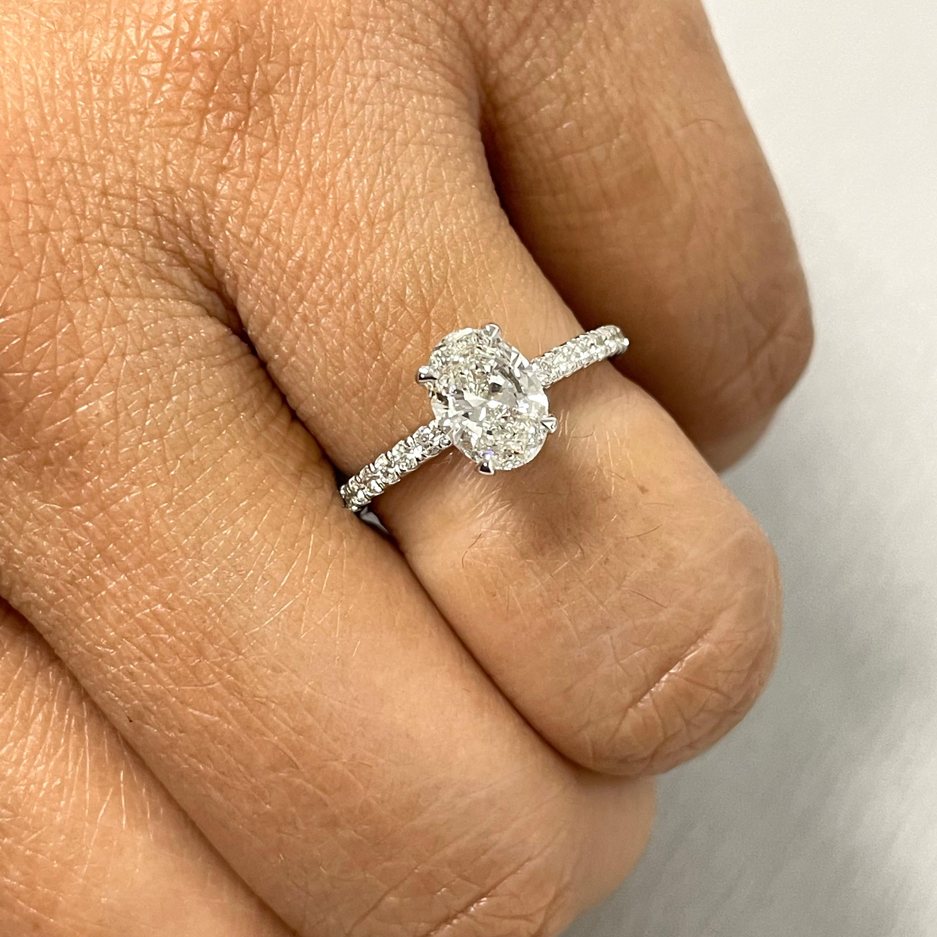 A sultry classic, this timeless and gorgeous oval diamond engagement ring is a stunner with its measurements and is perfectly suited to wow and dazzle her. A lovely H color VS clarity solitaire, this Oval is an enviable beauty.

Center Diamond