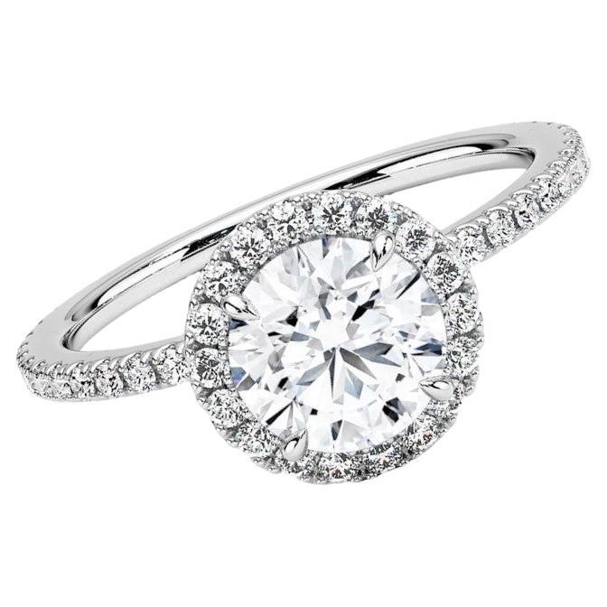 Beauvince GIA Certified 1.00 Carat Round HVS2 Halo Engagement Ring