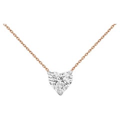 Beauvince GIA Certified 1.01 Ct Heart Shape GSI1 Diamond Pendant in Rose Gold