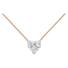 Beauvince Pendentif en or rose en forme de cœur avec diamant GSI1 de 1,01 carat certifié GIA