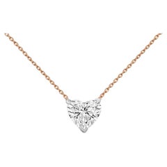 Beauvince GIA Certified 1.01 Ct Heart Shape GSI1 Diamond Pendant in Rose Gold