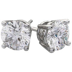 Beauvince GIA Certified 2 Carat Round Solitaire Diamond Studs